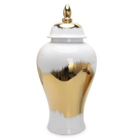 Regal White Gilded Ginger Jar with Removable Lid