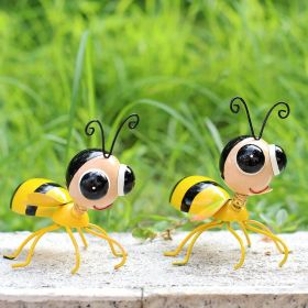 2pcs/set, Metal Bee Decorations, Patio Art Garden Decoration, Cute Bee Lawn Decorations, Hanging Wall Sculpture, Hanging Decorations