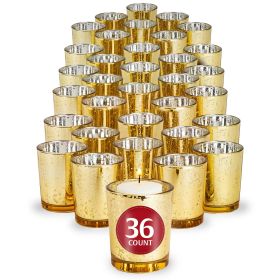 Stock Your Home Gold Votive Candle Holders Bulk Pack (36 Count), Tea Lights Candle Holder for Table Centerpiece, Christmas, Valentine