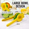 Metal 2-In-1 Lemon Lime Squeezer - Hand Juicer Lemon Squeezer - Max Extraction Manual Citrus Juicer (Vibrant Yellow and green Atoll)