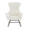 Cream white velvet rocking chair