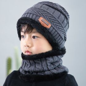 Coral Fleece Scarf Winter Hat Soft Men's Beanie ÑˆÐ°Ð¿ÐºÐ° Ð¼ÑƒÐ¶ÑÐºÐ°Ñ Warm Hat gorras hombre Knitted Double Layer Cap touca masculina (Ships From: China, Color: child gery 0801)