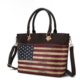 MKF Collection Lilian Vegan Leather Women FLAG Tote Bag by Mia K (Material: Vegan Leather, Color: Chocolate)